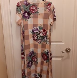 Lularoe Carly Plaid Floral Dress